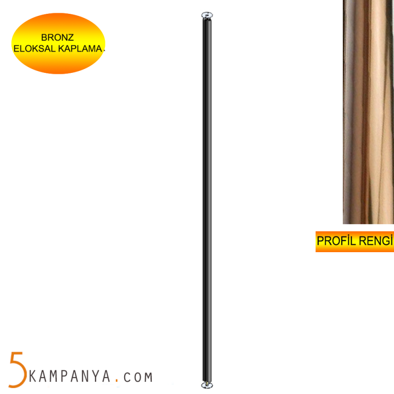 Zemin Tavan Sıkıştırmalı Giyinme Odası Raf Dikmesi , BRONZ Eloksallı