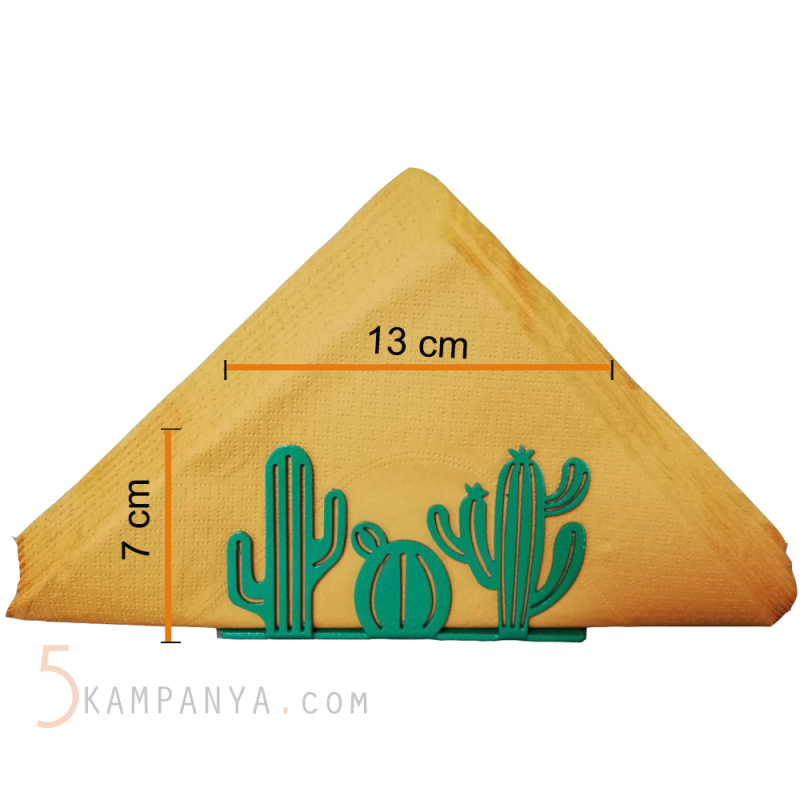 Kaktüs Figürlü Dekoratif Yeşil Metal Peçetelik	