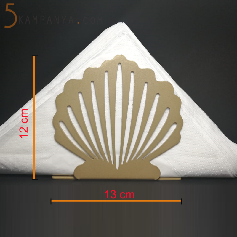 İstiridye Figürlü Dekoratif Gold (Altın Rengi) Metal Peçetelik