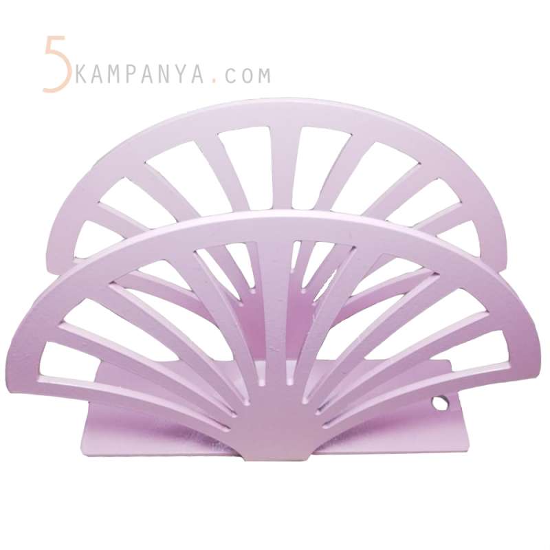 Yelpaze Figürlü Dekoratif Pembe Metal Peçetelik	