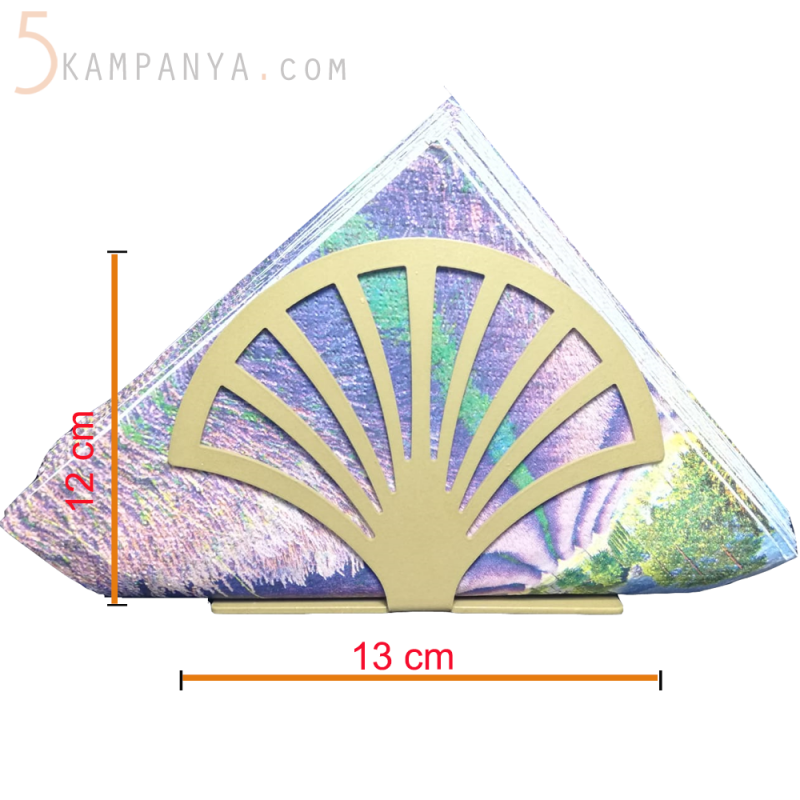 Yelpaze Figürlü Dekoratif Gold (Altın Rengi) Metal Peçetelik	