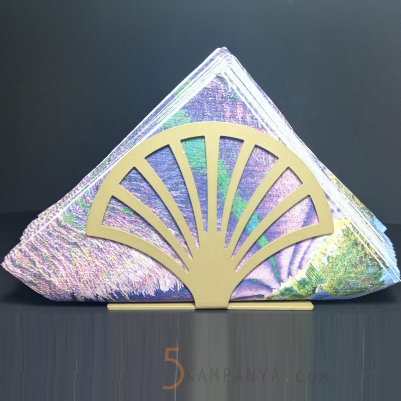 Yelpaze Figürlü Dekoratif Gold (Altın Rengi) Metal Peçetelik	