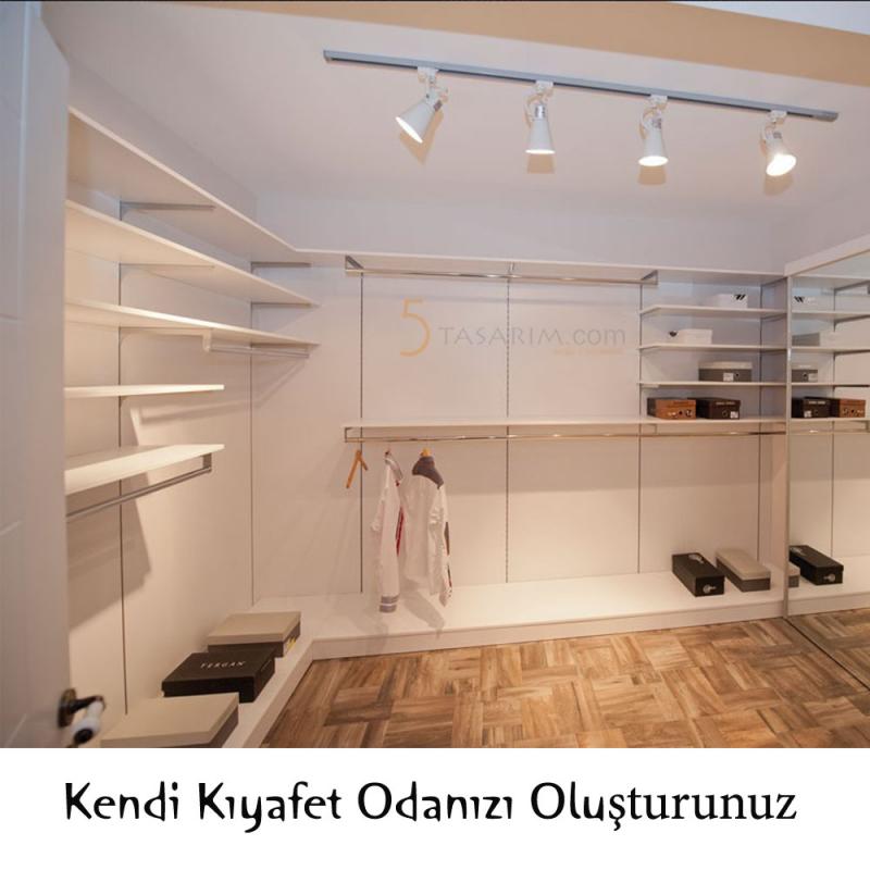 Giyinme Odası Askı Borulu Raf Taşıyıcıları 80 cm