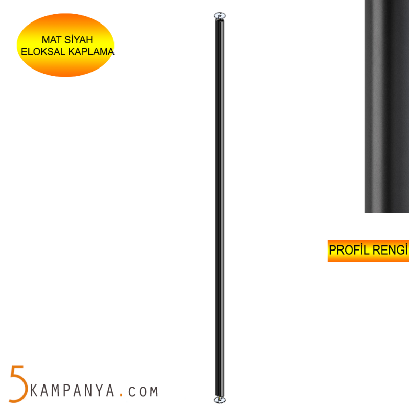 Zemin Tavan Sıkıştırmalı Giyinme Odası Raf Dikmesi , Mat Siyah Eloksallı