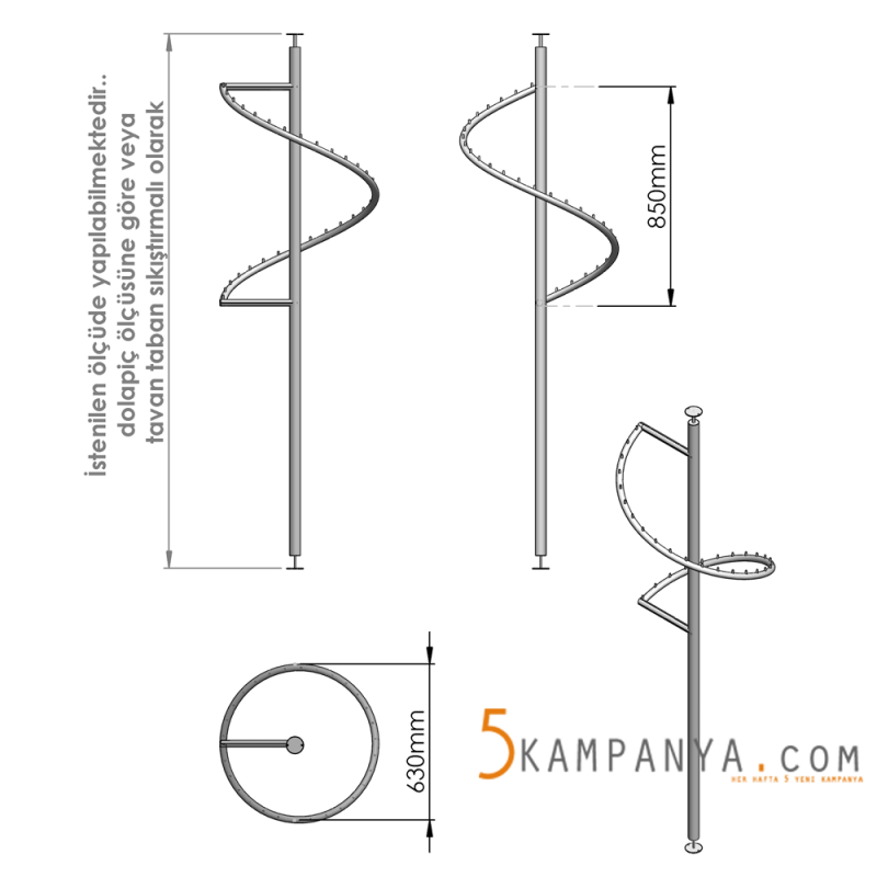 Giyinme Odası Köşe Bölüm Dönerli Elbise Askısı