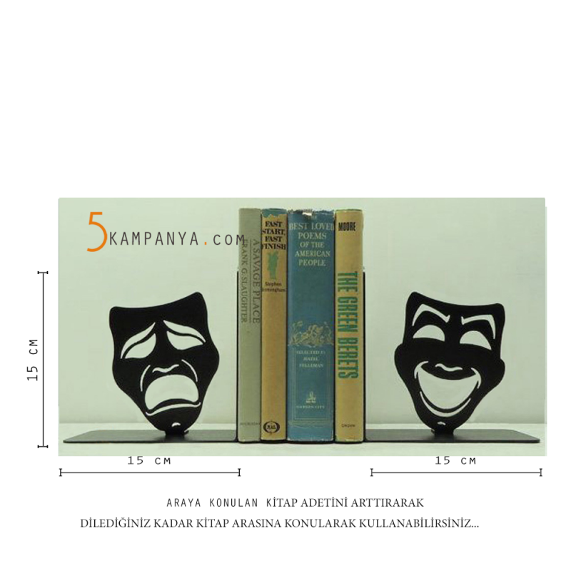 Gülen Ağlayan Maske Kitap Tutucu