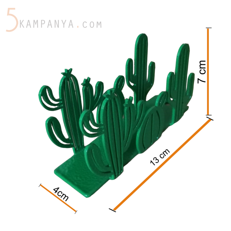 Kaktüs Figürlü Dekoratif Yeşil Metal Peçetelik	