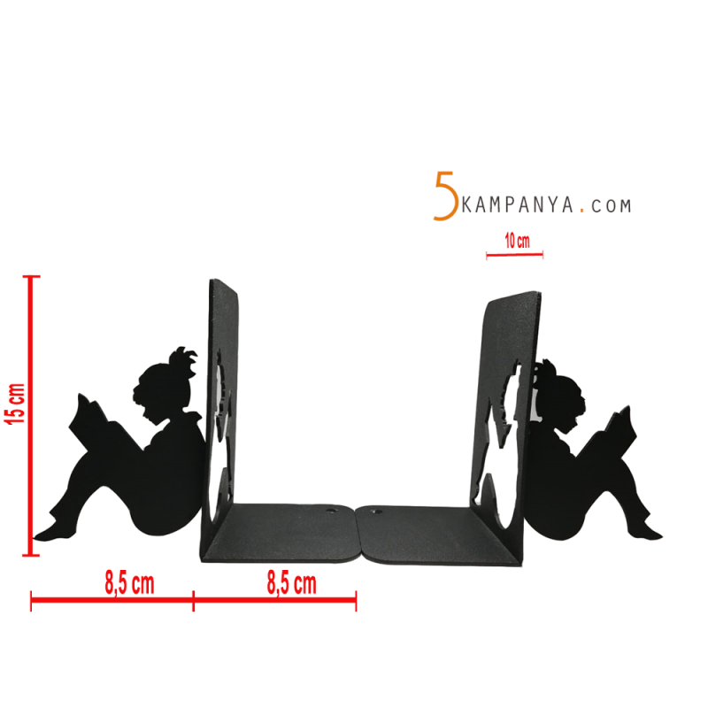 Kitap Okuyan Kız Figürlü Dekoratif Metal Kitap Tutucu