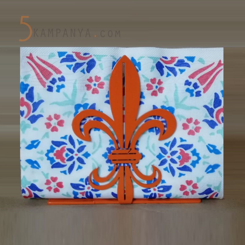 Vintage Zambak Figürlü Dekoratif Metal Peçetelik