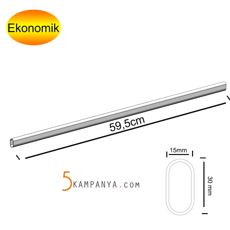 Giyinme Odası Oval Askı Borusu 60cm