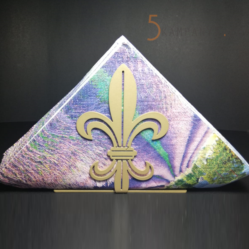 Zambak Figürlü Dekoratif Gold (Altın Rengi) Metal Peçetelik	