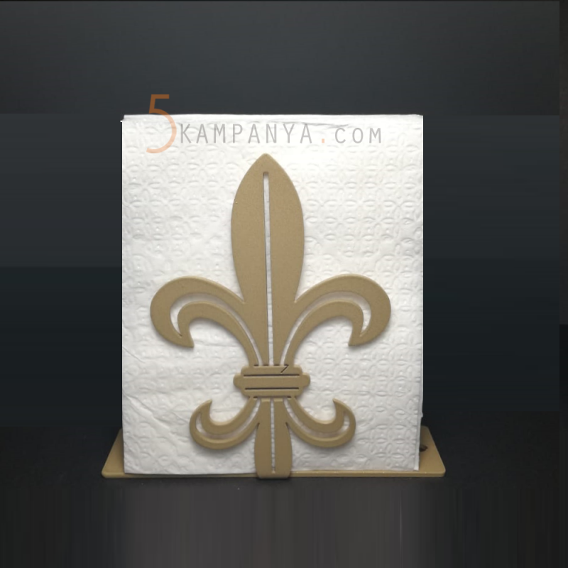 Rustik Figürlü Dekoratif Gold (Altın Rengi) Metal Peçetelik	