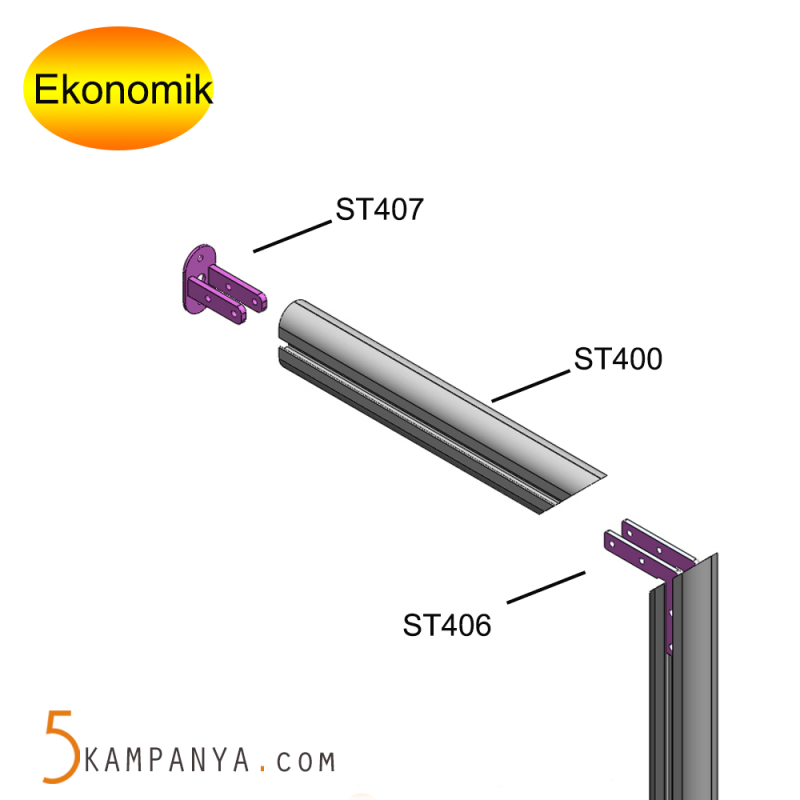 Giyinme Odası F Tipi Duvar Dikmesi,  GOLD Eloksal