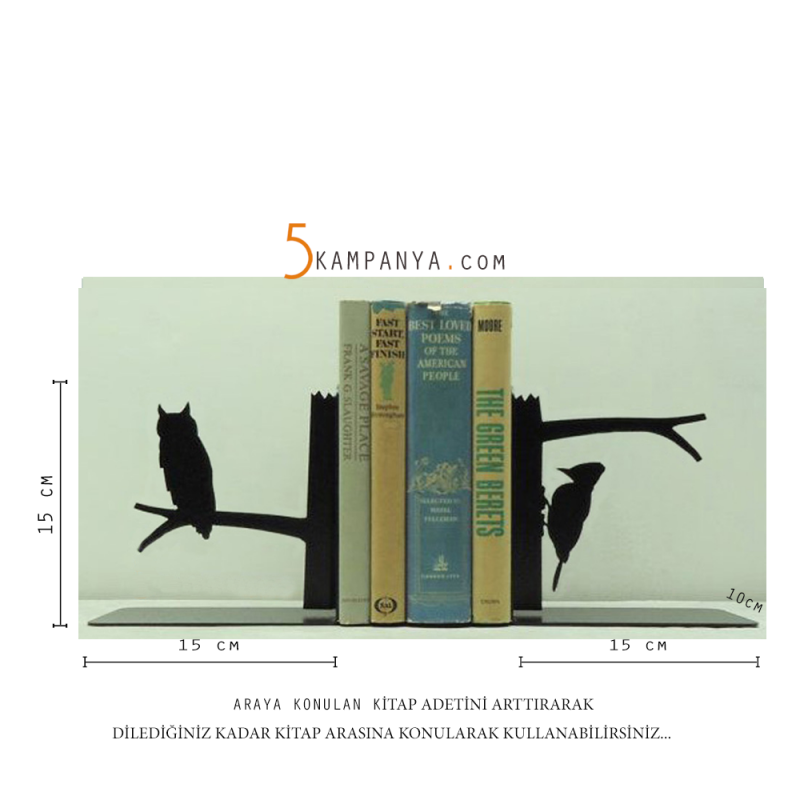 Kuş'lu Dekoratif Kitap Tutucu