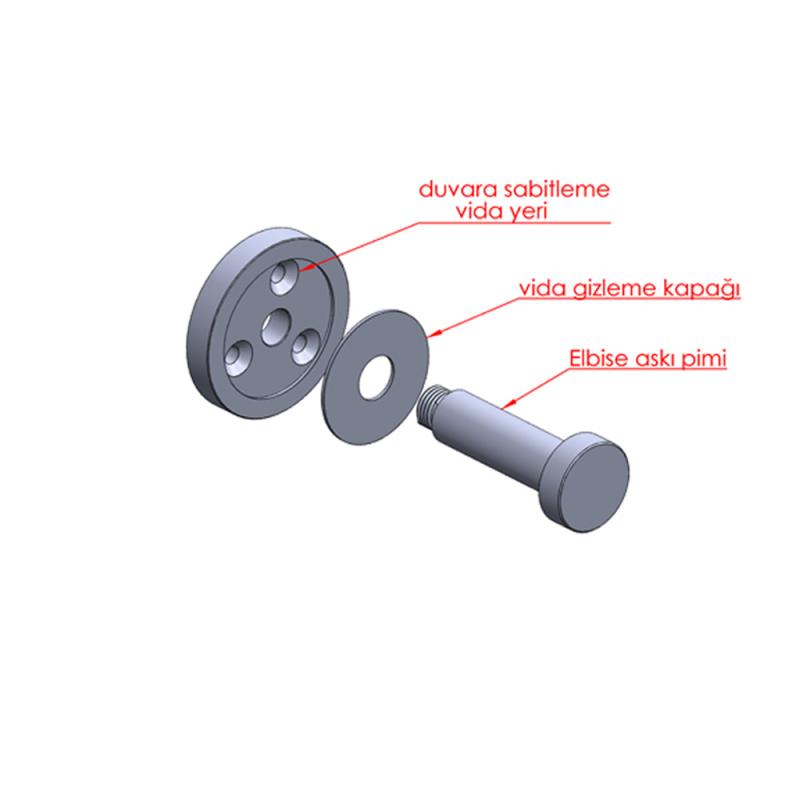 Krom Kaplamalı Kapı Arkası Tekli Askılık 