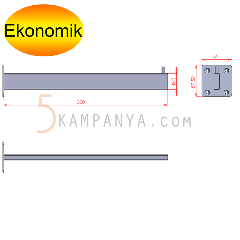 Giyinme Odası Duvara Vidalanabilen Öne Bakan Askı Taşıyıcı Askılık Kolu