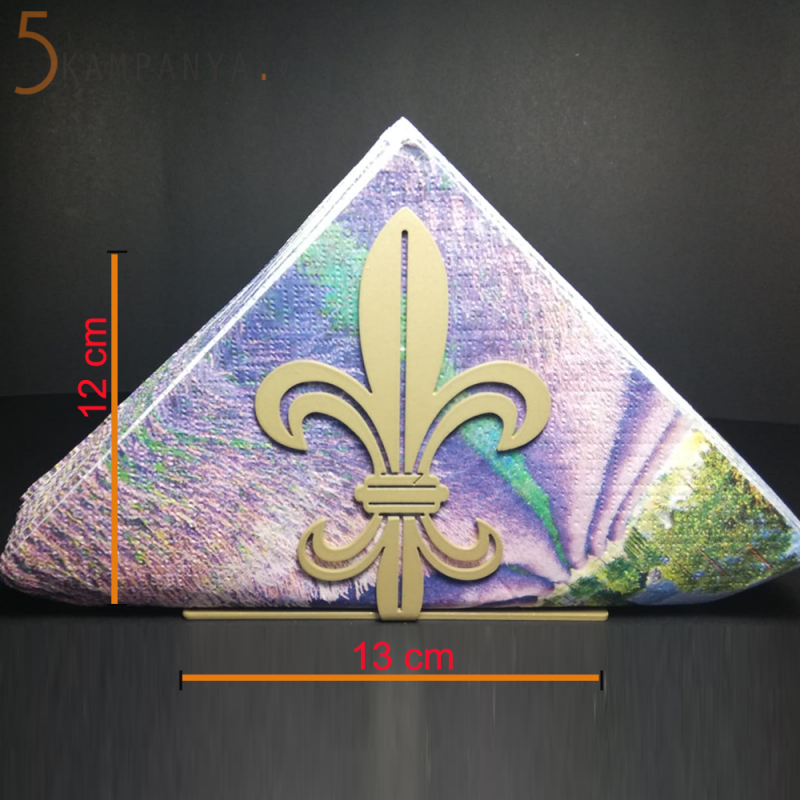 Rustik Figürlü Dekoratif Gold (Altın Rengi) Metal Peçetelik	