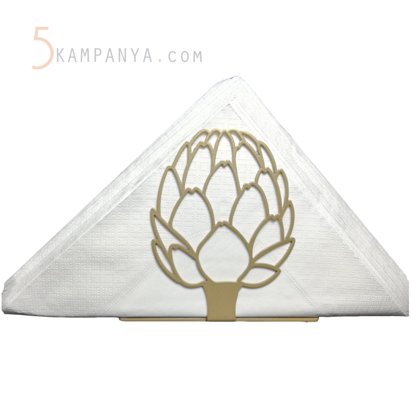 Enginar Figürlü Dekoratif Gold (Altın Rengi) Metal Peçetelik 