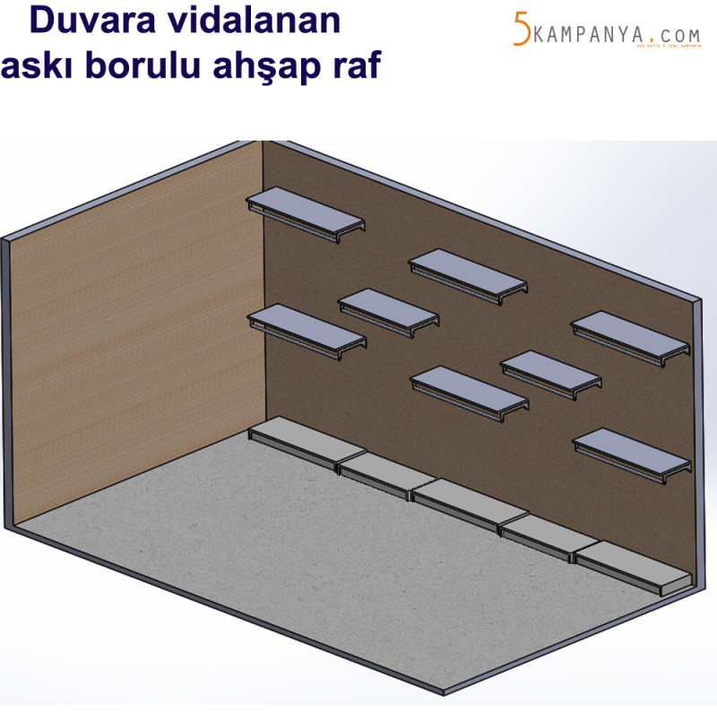 Giyinme Odası Askı Borulu Ahşap Raf 100cm x35cm