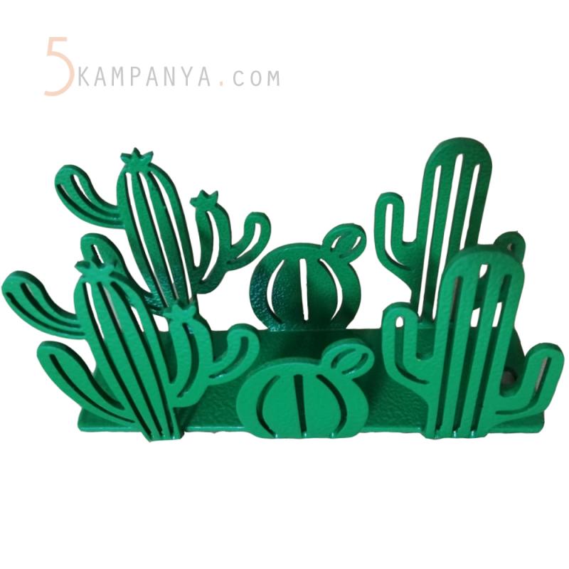 Kaktüs Figürlü Dekoratif Yeşil Metal Peçetelik	