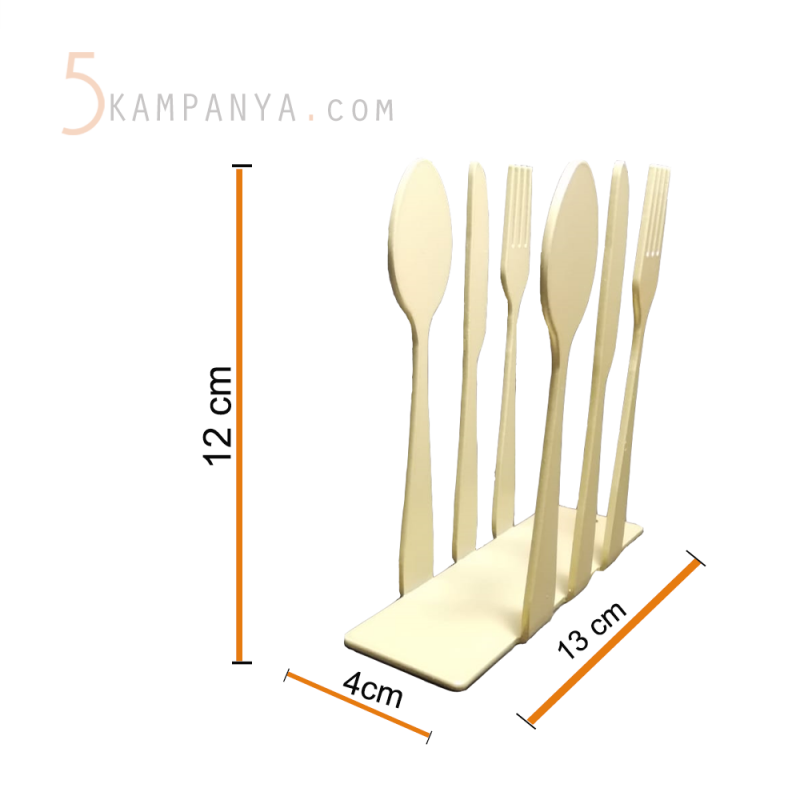 Çatal Kaşık Bıçak Figürlü Dekoratif Gold (Altın Rengi) Metal Peçetelik