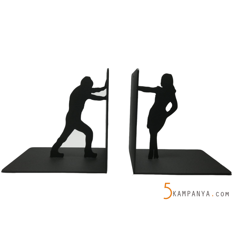 Kadın ve Erkek Figürlü Dekoratif Metal Kitap Desteği